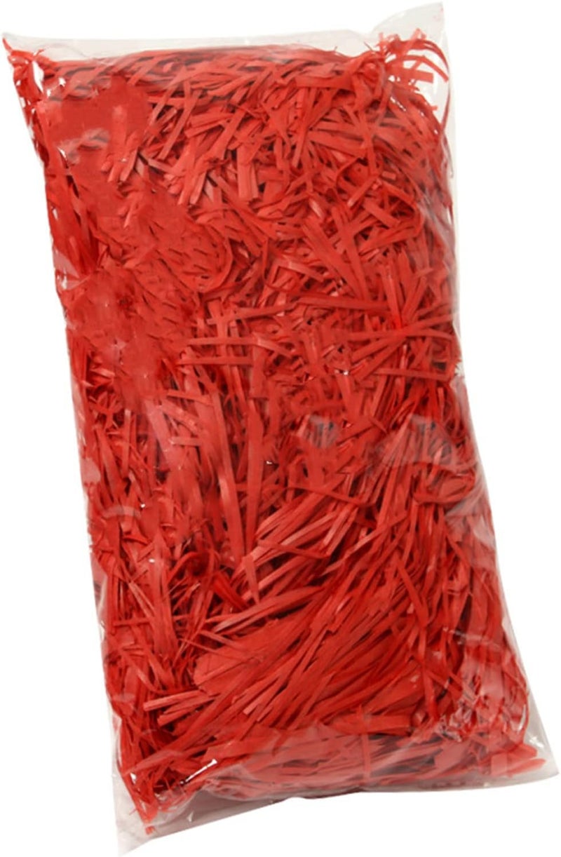 JINZOFLY Raffia Paper Shreds, 100g Shredded Paper for Gift Box, Crinkle Cut Paper Shred Filler for Gift Wrapping & Basket Filling(Red) - Image 1
